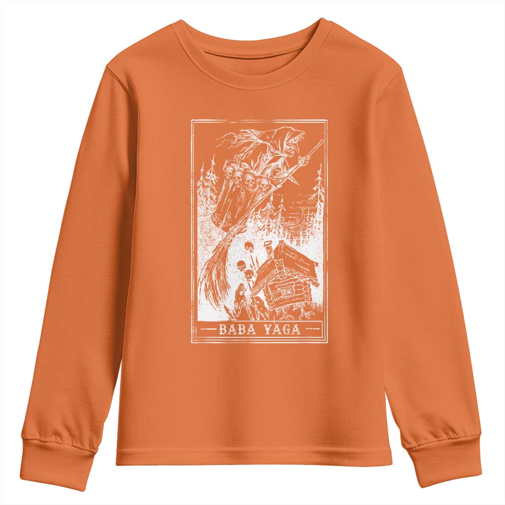 Baba Yaga House Tarot Card Youth Sweatshirt Botanical Slavic Folklore Pagan Witchy TS10 Orange Print Your Wear