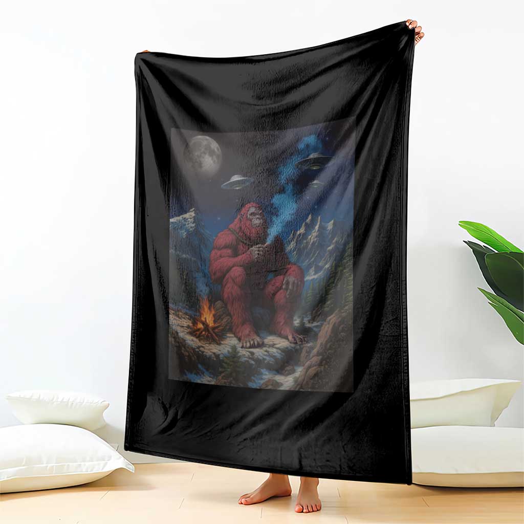 Funny Smoking Bigfoot Throw Blanket Vintage Cigarette Sasquatch UFO Cryptid Meme TS10 Print Your Wear