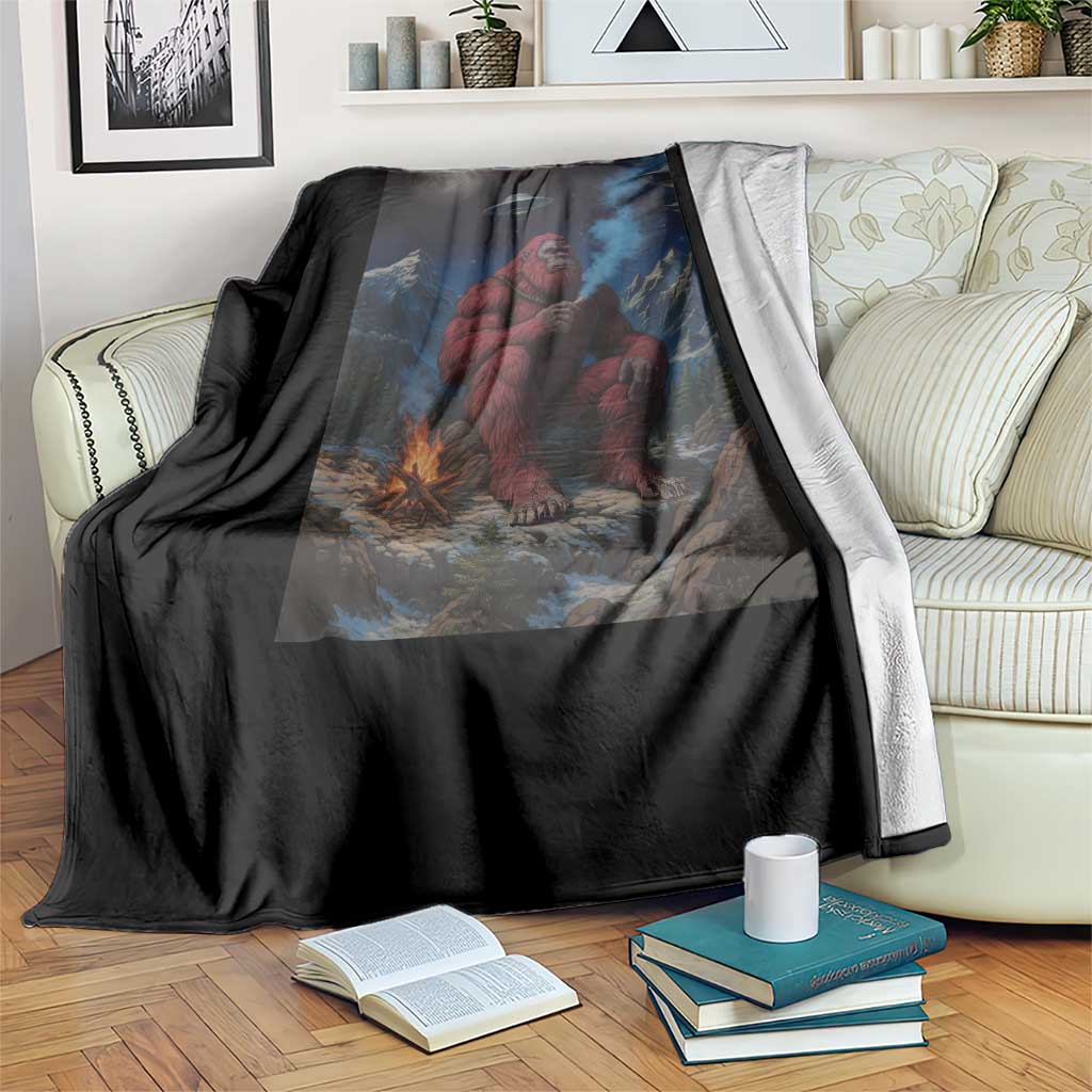 Funny Smoking Bigfoot Throw Blanket Vintage Cigarette Sasquatch UFO Cryptid Meme TS10 Print Your Wear