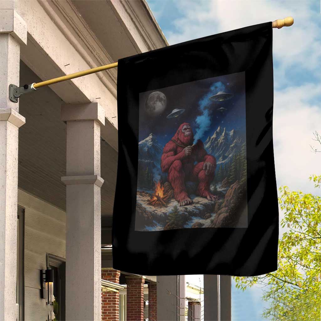 Funny Smoking Bigfoot Garden Flag Vintage Cigarette Sasquatch UFO Cryptid Meme TS10 Print Your Wear