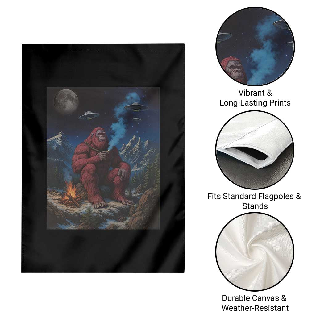 Funny Smoking Bigfoot Garden Flag Vintage Cigarette Sasquatch UFO Cryptid Meme TS10 Print Your Wear