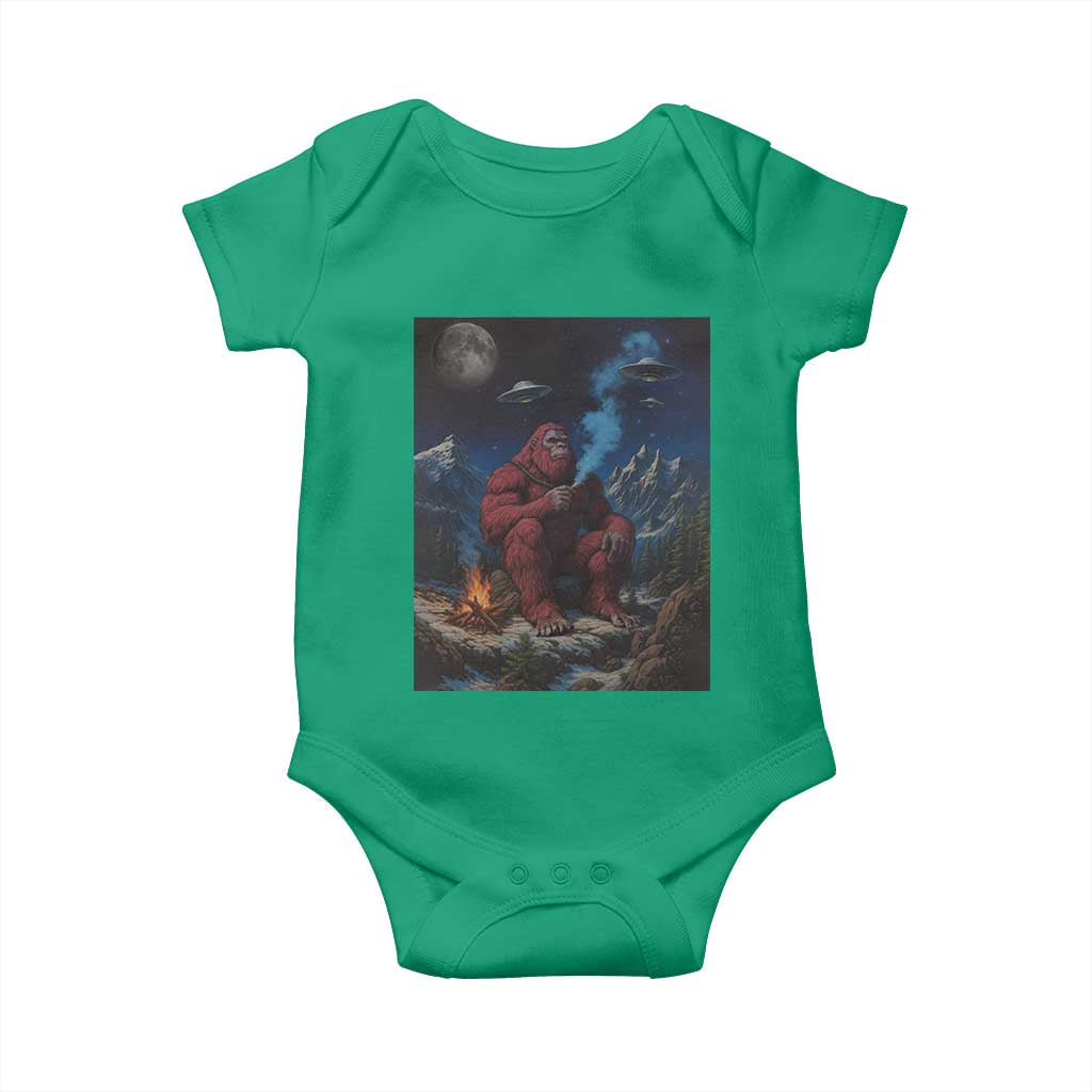 Funny Smoking Bigfoot Baby Onesie Vintage Cigarette Sasquatch UFO Cryptid Meme TS10 Irish Green Print Your Wear