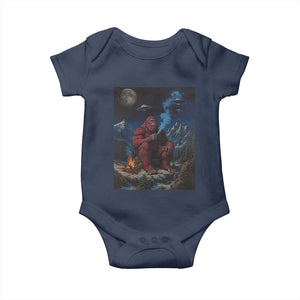 Funny Smoking Bigfoot Baby Onesie Vintage Cigarette Sasquatch UFO Cryptid Meme TS10 Navy Print Your Wear