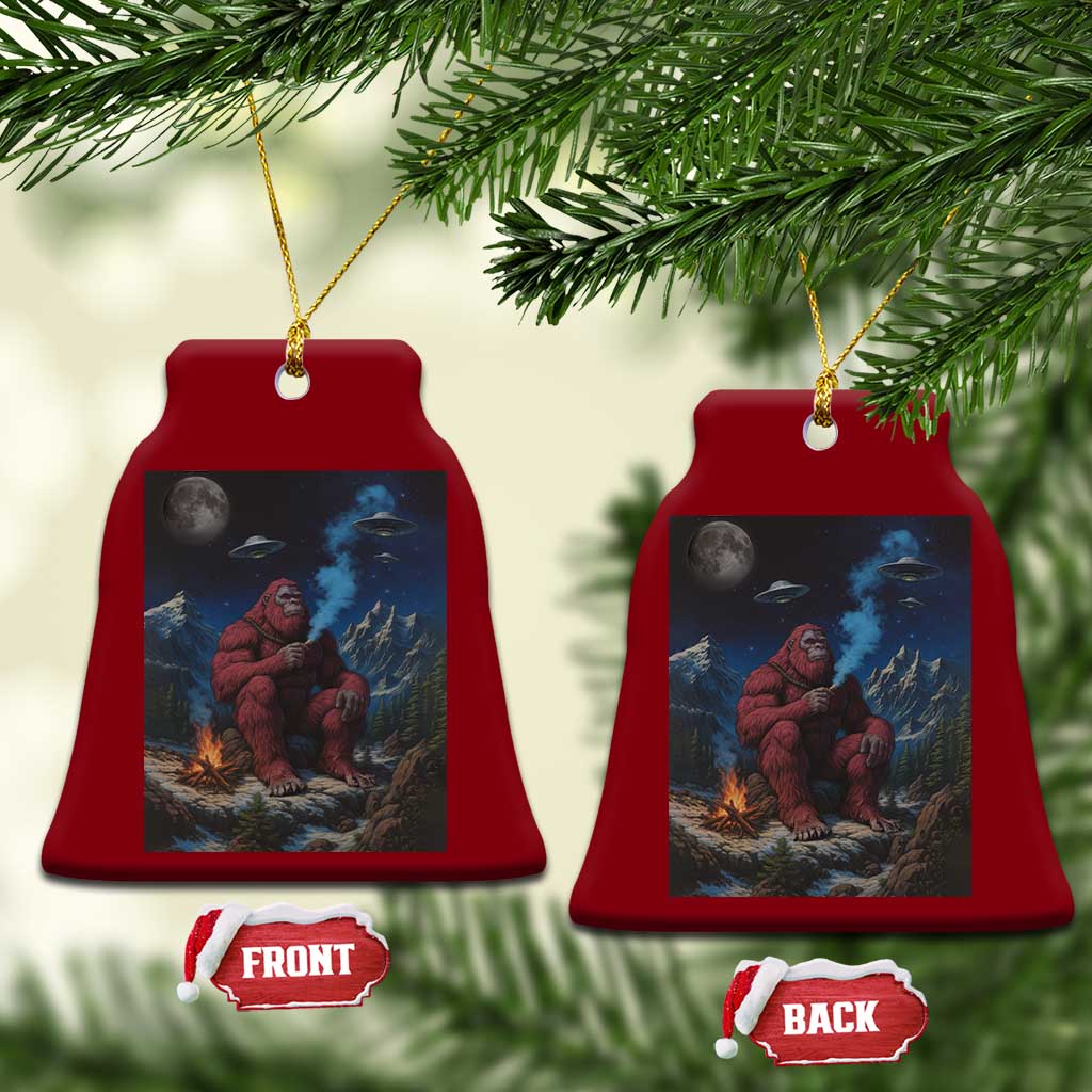 Funny Smoking Bigfoot Ceramic Ornament Vintage Cigarette Sasquatch UFO Cryptid Meme TS10 Print Your Wear