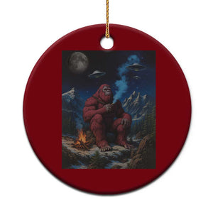 Funny Smoking Bigfoot Ceramic Ornament Vintage Cigarette Sasquatch UFO Cryptid Meme - Print Your Wear