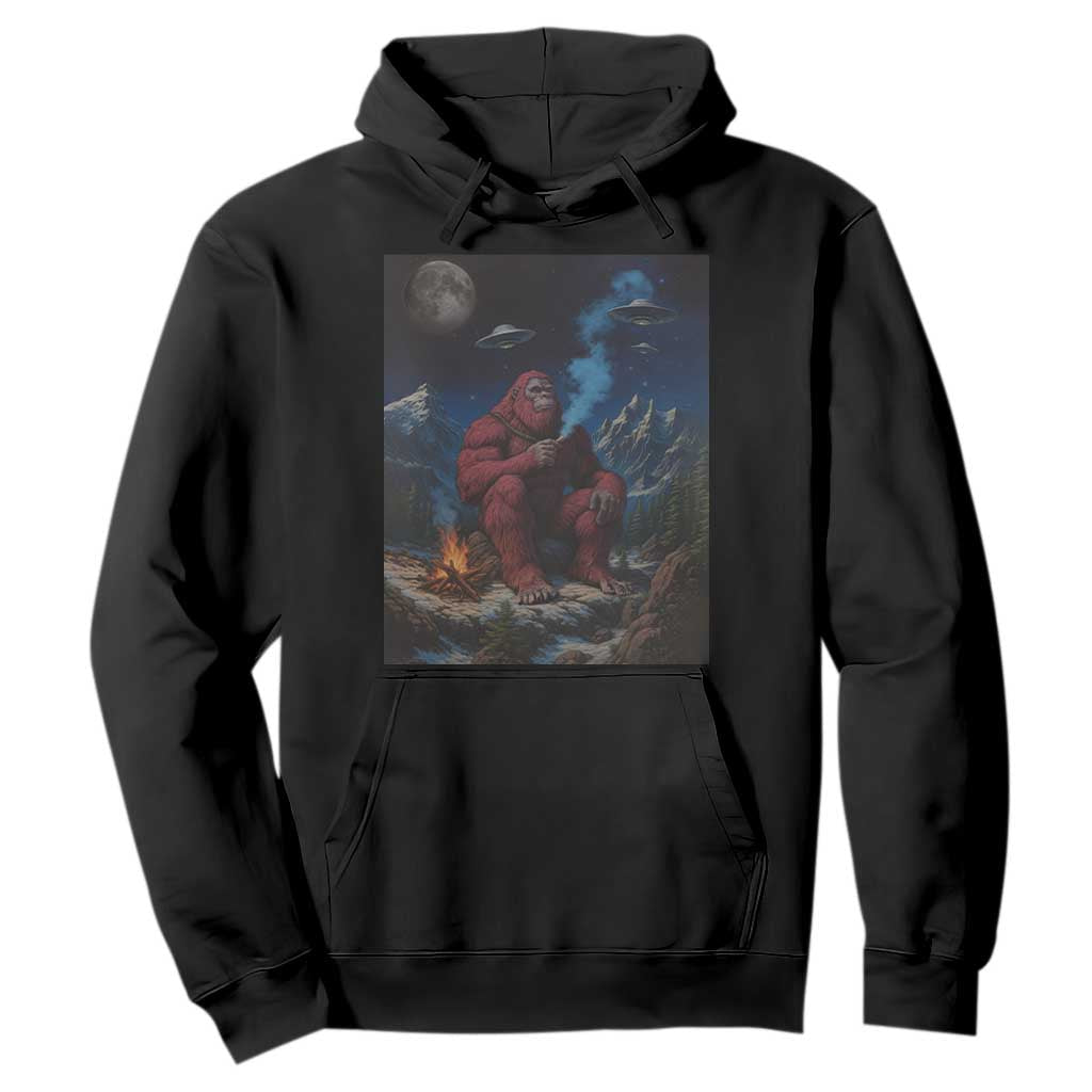 Funny Smoking Bigfoot Hoodie Vintage Cigarette Sasquatch UFO Cryptid Meme TS10 Black Print Your Wear