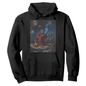Funny Smoking Bigfoot Hoodie Vintage Cigarette Sasquatch UFO Cryptid Meme TS10 Black Print Your Wear