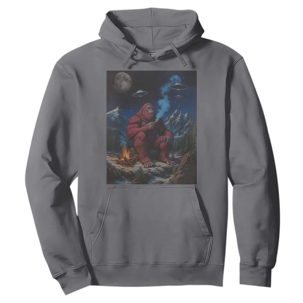 Funny Smoking Bigfoot Hoodie Vintage Cigarette Sasquatch UFO Cryptid Meme TS10 Charcoal Print Your Wear