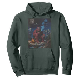 Funny Smoking Bigfoot Hoodie Vintage Cigarette Sasquatch UFO Cryptid Meme TS10 Dark Forest Green Print Your Wear