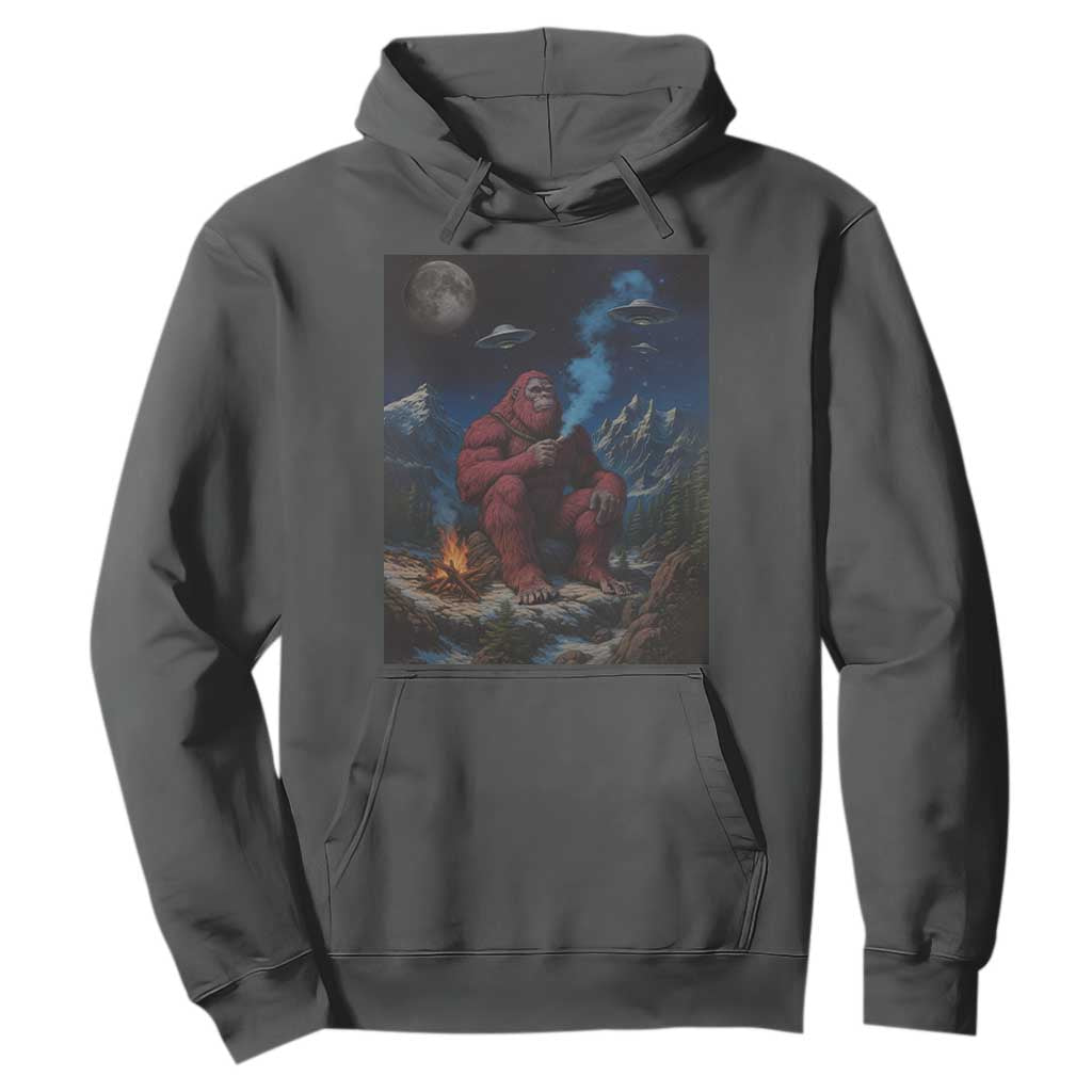 Funny Smoking Bigfoot Hoodie Vintage Cigarette Sasquatch UFO Cryptid Meme TS10 Dark Heather Print Your Wear