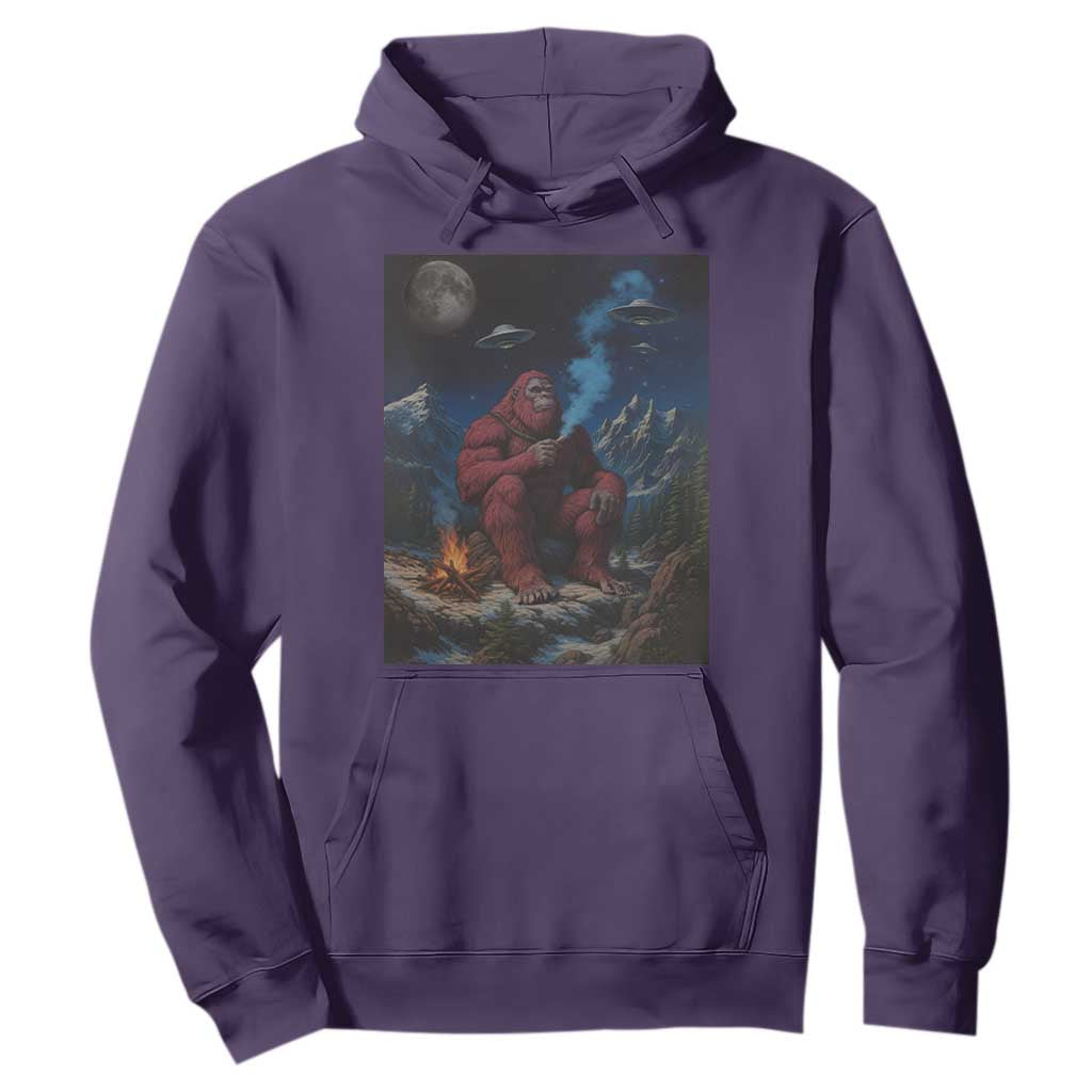 Funny Smoking Bigfoot Hoodie Vintage Cigarette Sasquatch UFO Cryptid Meme TS10 Purple Print Your Wear