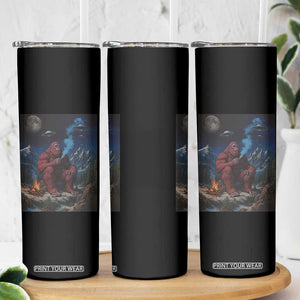 Funny Smoking Bigfoot Skinny Tumbler Vintage Cigarette Sasquatch UFO Cryptid Meme TS10 Print Your Wear