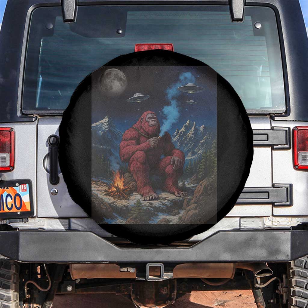 Funny Smoking Bigfoot Spare Tire Cover Vintage Cigarette Sasquatch UFO Cryptid Meme TS10 No hole Black Print Your Wear