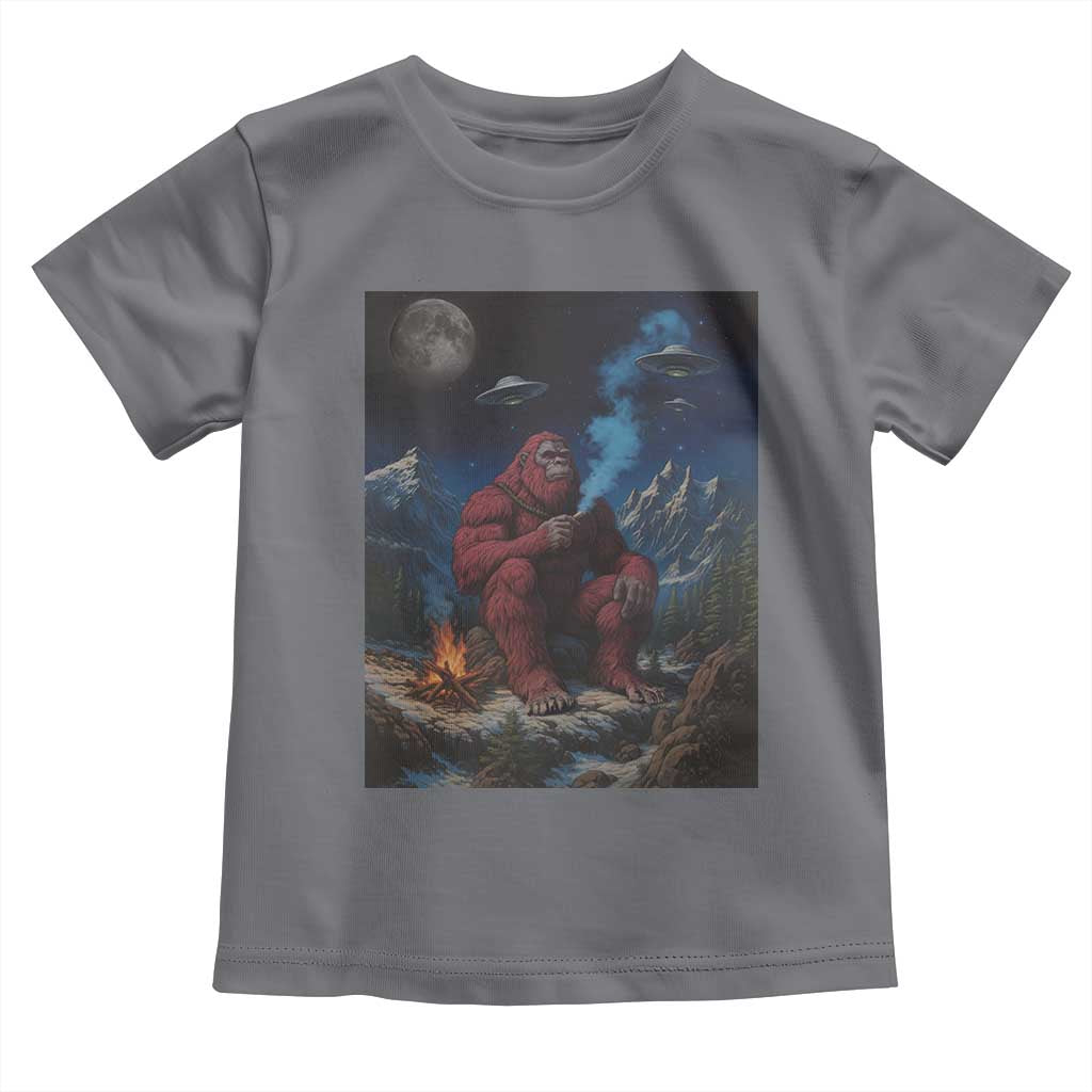 Funny Smoking Bigfoot Toddler T Shirt Vintage Cigarette Sasquatch UFO Cryptid Meme TS10 Charcoal Print Your Wear