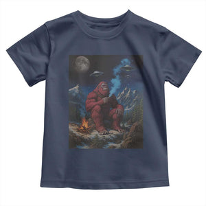 Funny Smoking Bigfoot Toddler T Shirt Vintage Cigarette Sasquatch UFO Cryptid Meme TS10 Navy Print Your Wear