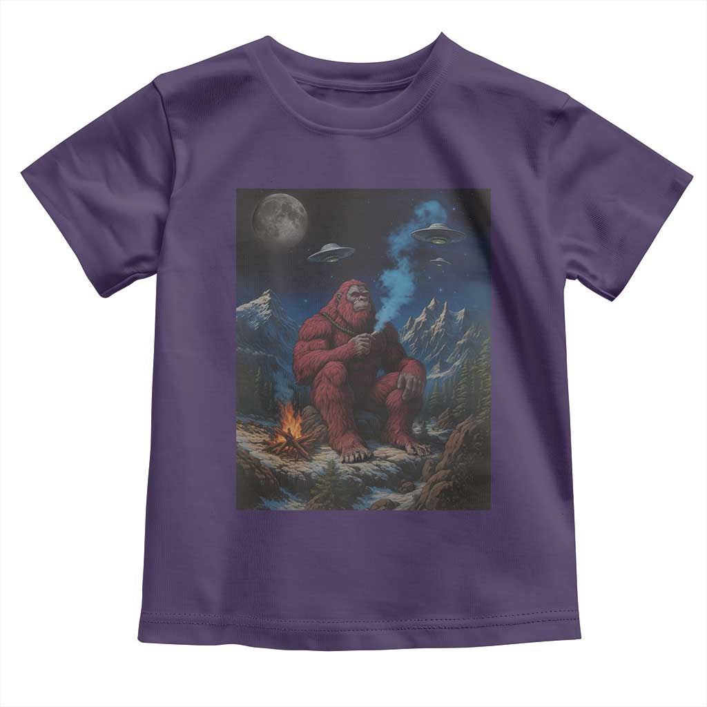 Funny Smoking Bigfoot Toddler T Shirt Vintage Cigarette Sasquatch UFO Cryptid Meme TS10 Purple Print Your Wear