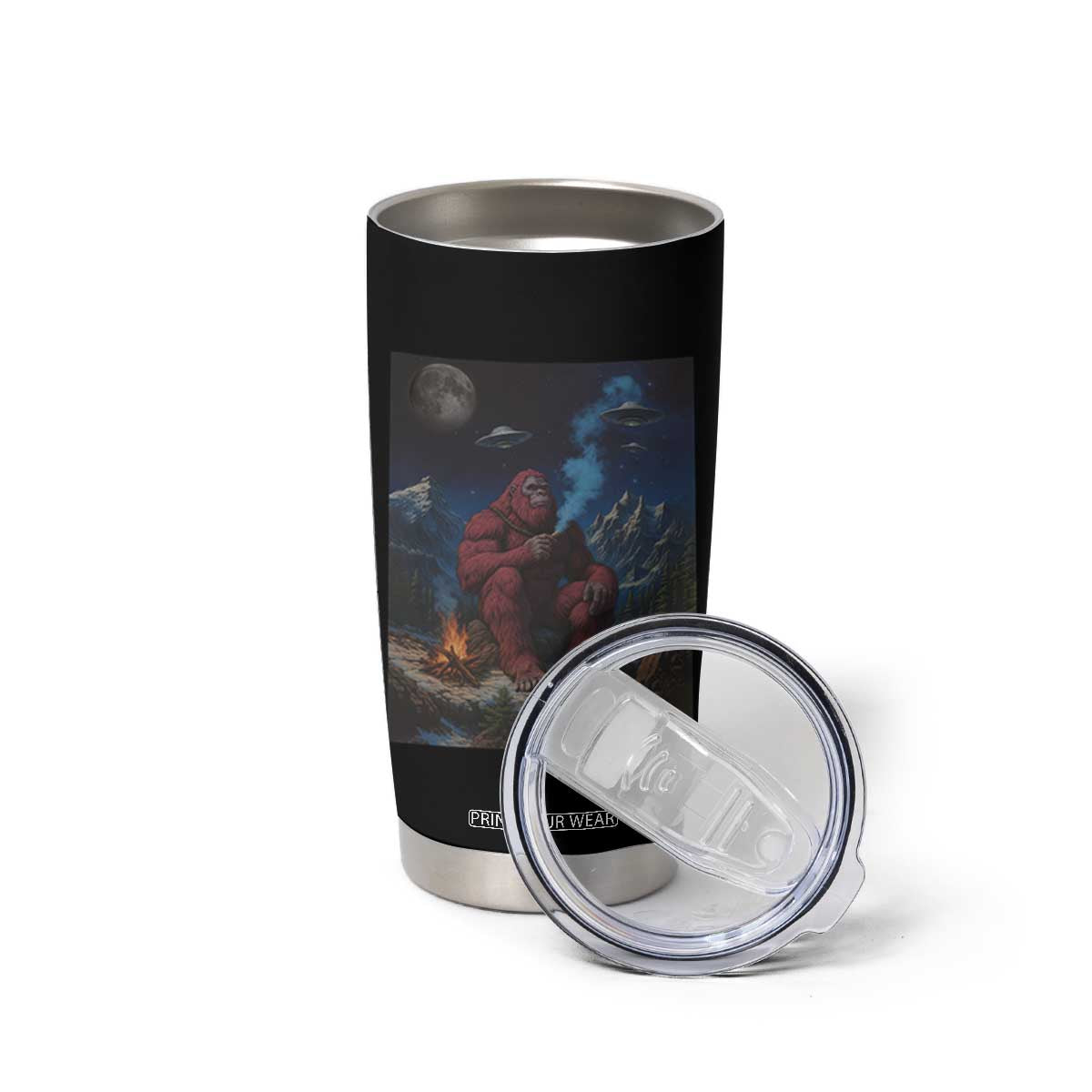 Funny Smoking Bigfoot Tumbler Cup Vintage Cigarette Sasquatch UFO Cryptid Meme TS10 Print Your Wear