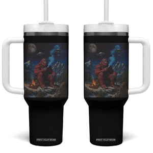 Funny Smoking Bigfoot Tumbler With Handle Vintage Cigarette Sasquatch UFO Cryptid Meme TS10 One Size: 40 oz Black Print Your Wear