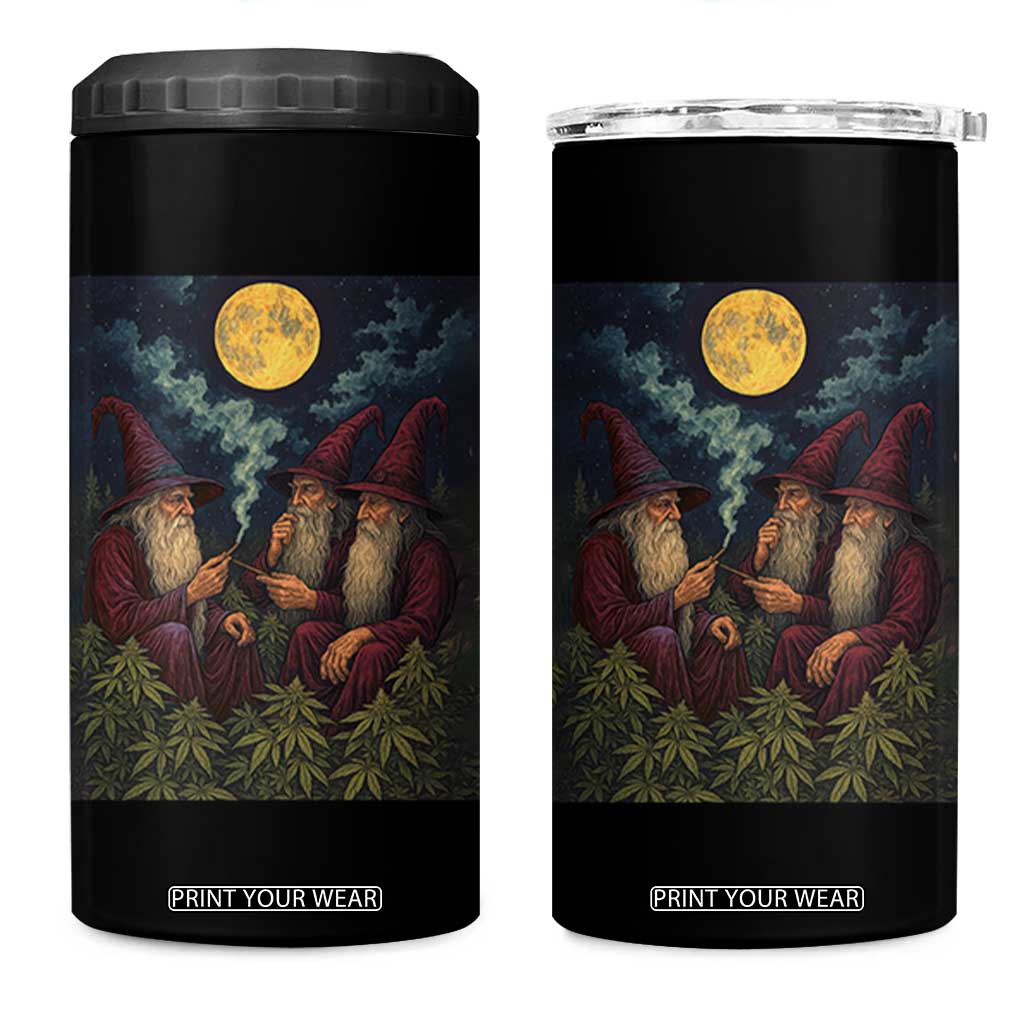 Wizard 420 Smoking Marijuana 4 in 1 Can Cooler Tumbler Funny Stoner Weed Lover Meme TS10 One Size: 16 oz Black Print Your Wear