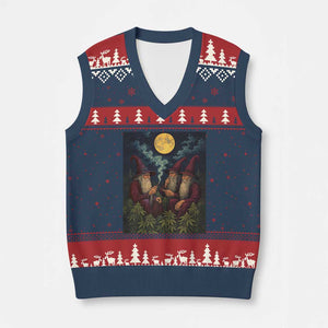 Wizard 420 Smoking Marijuana V-Neck Knit Sweater Vest Funny Stoner Weed Lover Meme TS10 Navy Red Print Your Wear