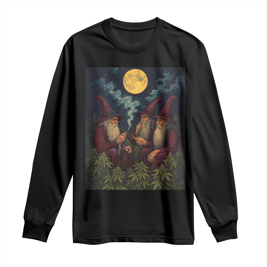 Wizard 420 Smoking Marijuana Long Sleeve Shirt Funny Stoner Weed Lover Meme TS10 Black Print Your Wear