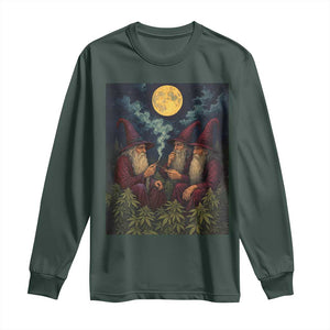 Wizard 420 Smoking Marijuana Long Sleeve Shirt Funny Stoner Weed Lover Meme TS10 Dark Forest Green Print Your Wear