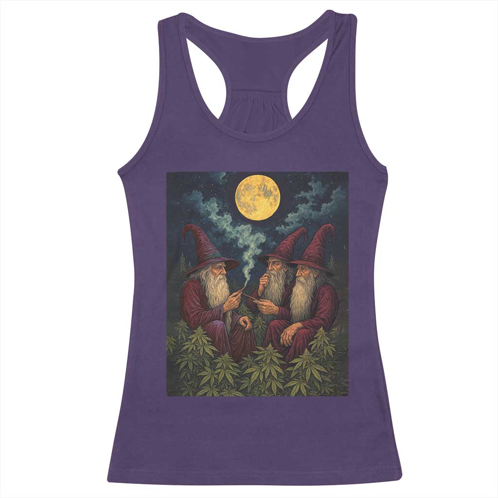 Wizard 420 Smoking Marijuana Racerback Tank Top Funny Stoner Weed Lover Meme TS10 Purple Print Your Wear