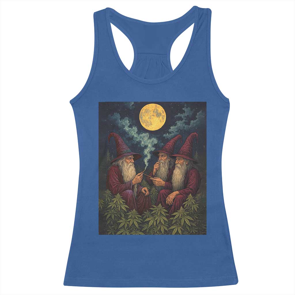 Wizard 420 Smoking Marijuana Racerback Tank Top Funny Stoner Weed Lover Meme TS10 Royal Blue Print Your Wear