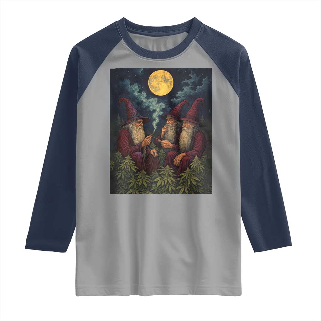 Wizard 420 Smoking Marijuana Raglan Shirt Funny Stoner Weed Lover Meme TS10 Sport Gray Navy Print Your Wear