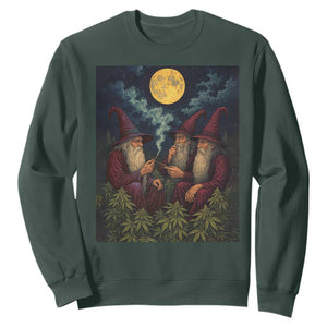 Wizard 420 Smoking Marijuana Sweatshirt Funny Stoner Weed Lover Meme TS10 Dark Forest Green Print Your Wear