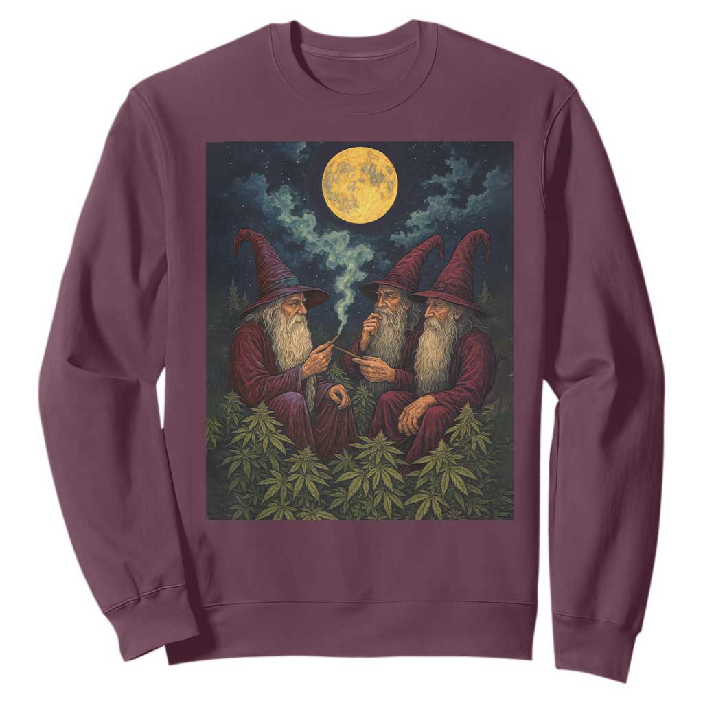 Wizard 420 Smoking Marijuana Sweatshirt Funny Stoner Weed Lover Meme TS10 Maroon Print Your Wear