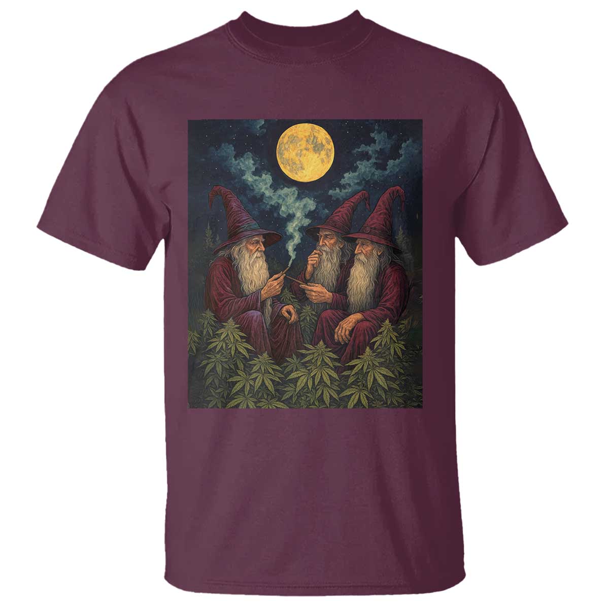 Wizard 420 Smoking Marijuana T Shirt Funny Stoner Weed Lover Meme TS10 Maroon Print Your Wear