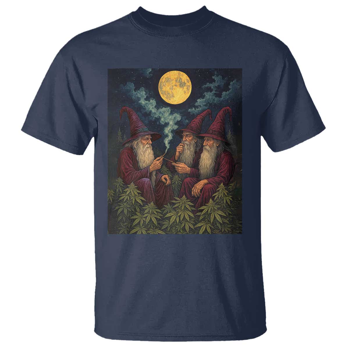 Wizard 420 Smoking Marijuana T Shirt Funny Stoner Weed Lover Meme TS10 Navy Print Your Wear