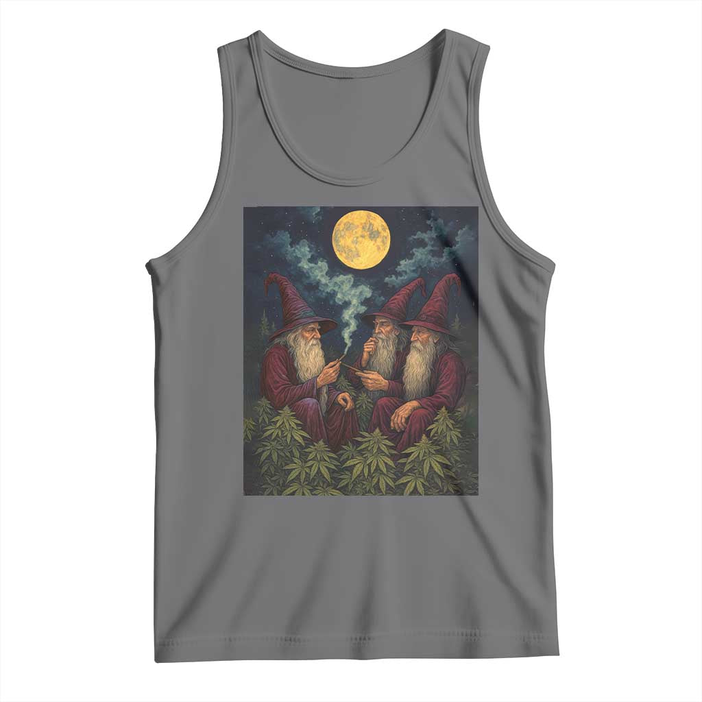 Wizard 420 Smoking Marijuana Tank Top Funny Stoner Weed Lover Meme TS10 Black Heather Print Your Wear