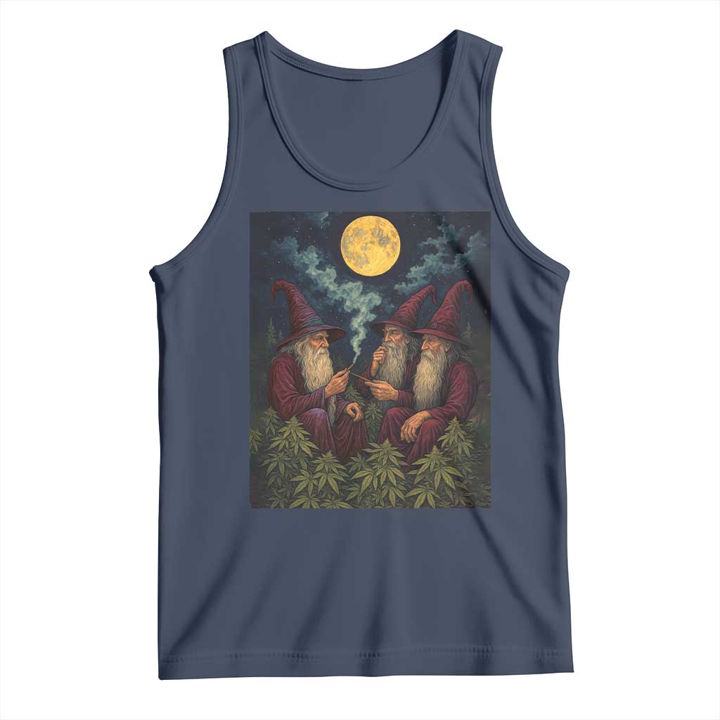 Wizard 420 Smoking Marijuana Tank Top Funny Stoner Weed Lover Meme TS10 Navy Print Your Wear