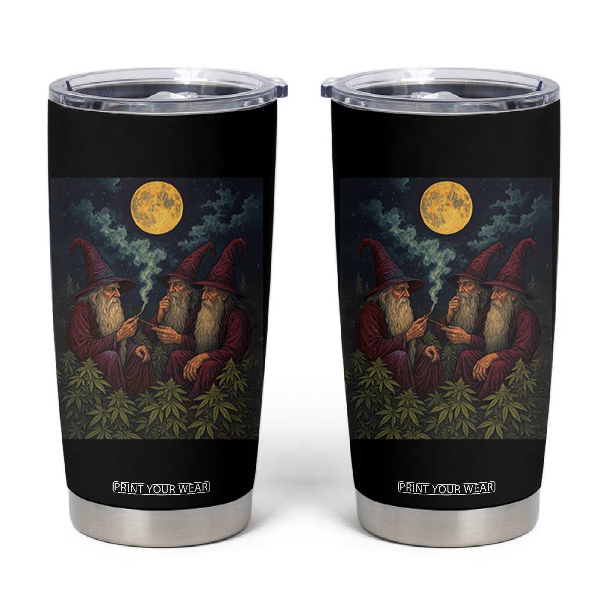 Wizard 420 Smoking Marijuana Tumbler Cup Funny Stoner Weed Lover Meme TS10 Black Print Your Wear