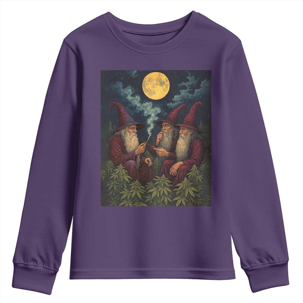 Wizard 420 Smoking Marijuana Youth Sweatshirt Funny Stoner Weed Lover Meme TS10 Purple Print Your Wear
