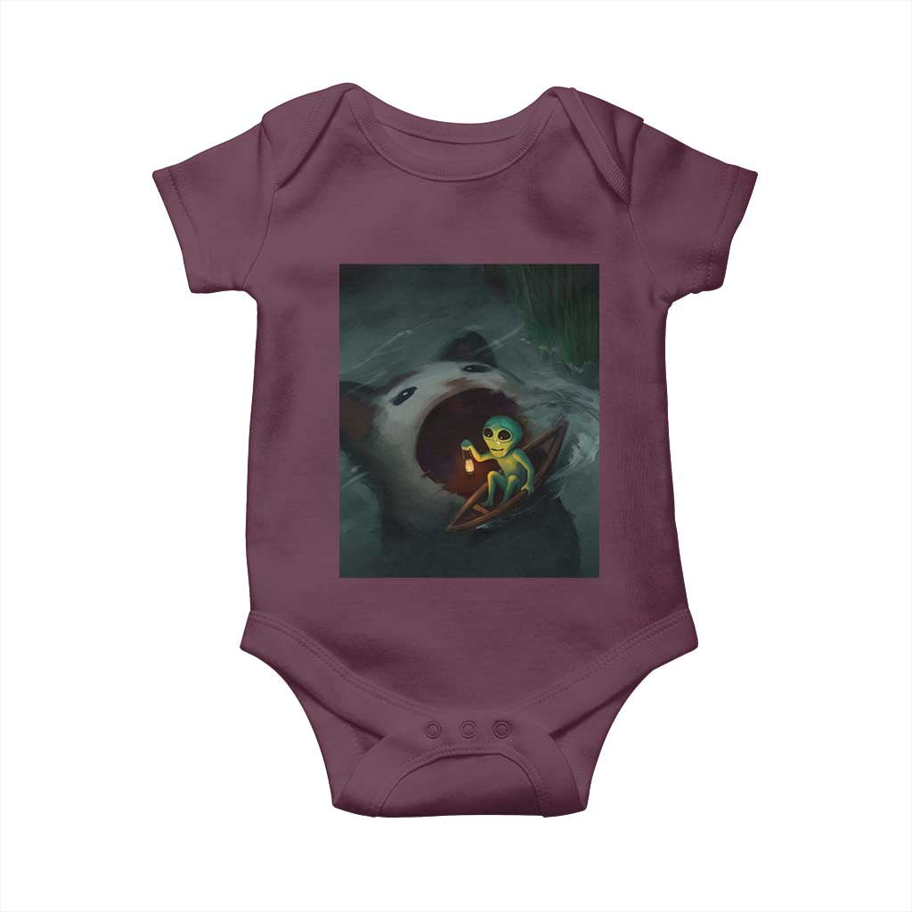 Funny Alien Cat Meme Baby Onesie Weird Silly TS10 Maroon Print Your Wear