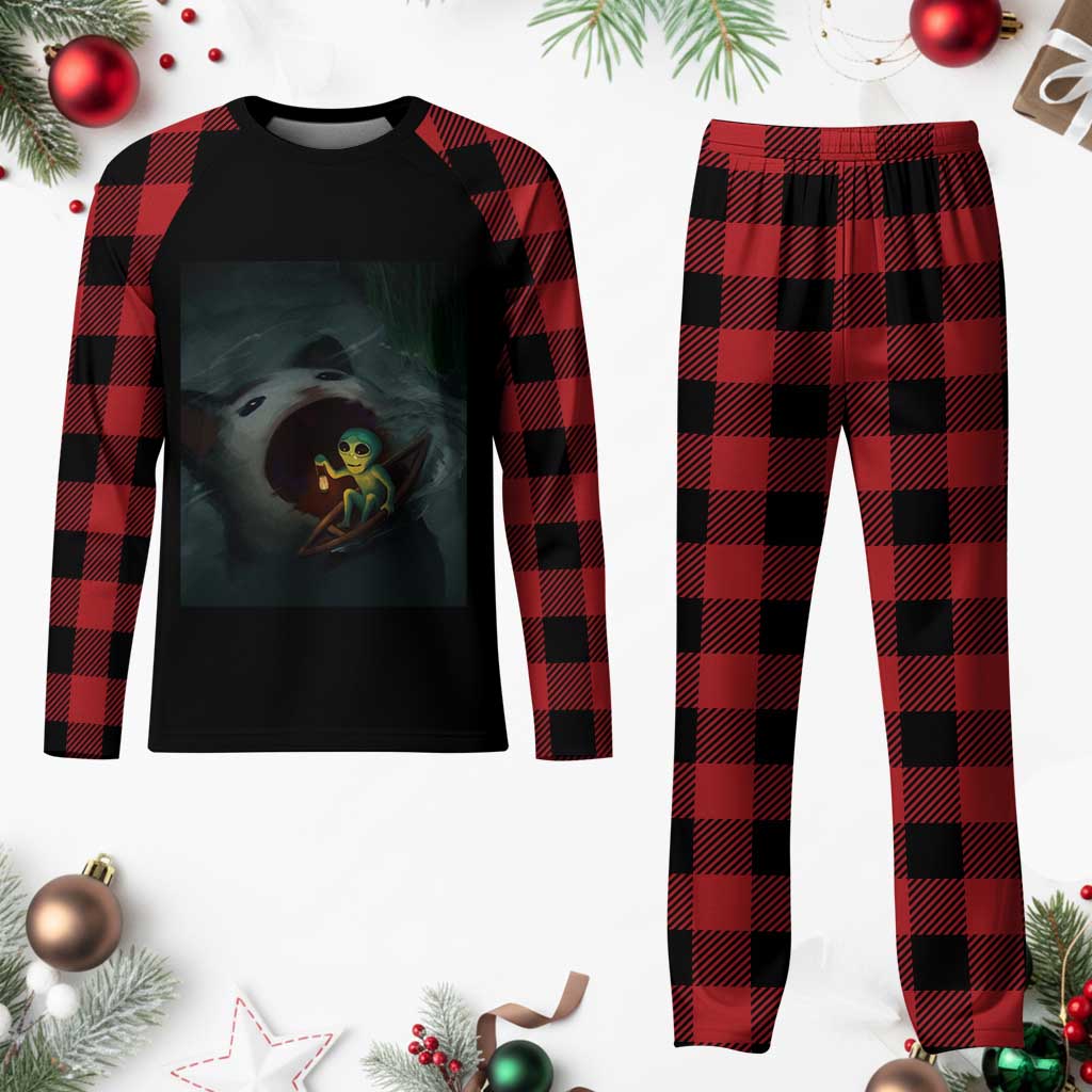 Funny Alien Cat Meme Plaid Pajama Set Weird Silly TS10 Buffalo Plaid Print Your Wear