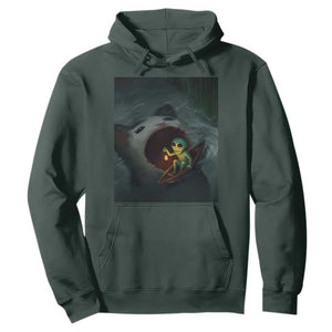 Funny Alien Cat Meme Hoodie Weird Silly TS10 Dark Forest Green Print Your Wear