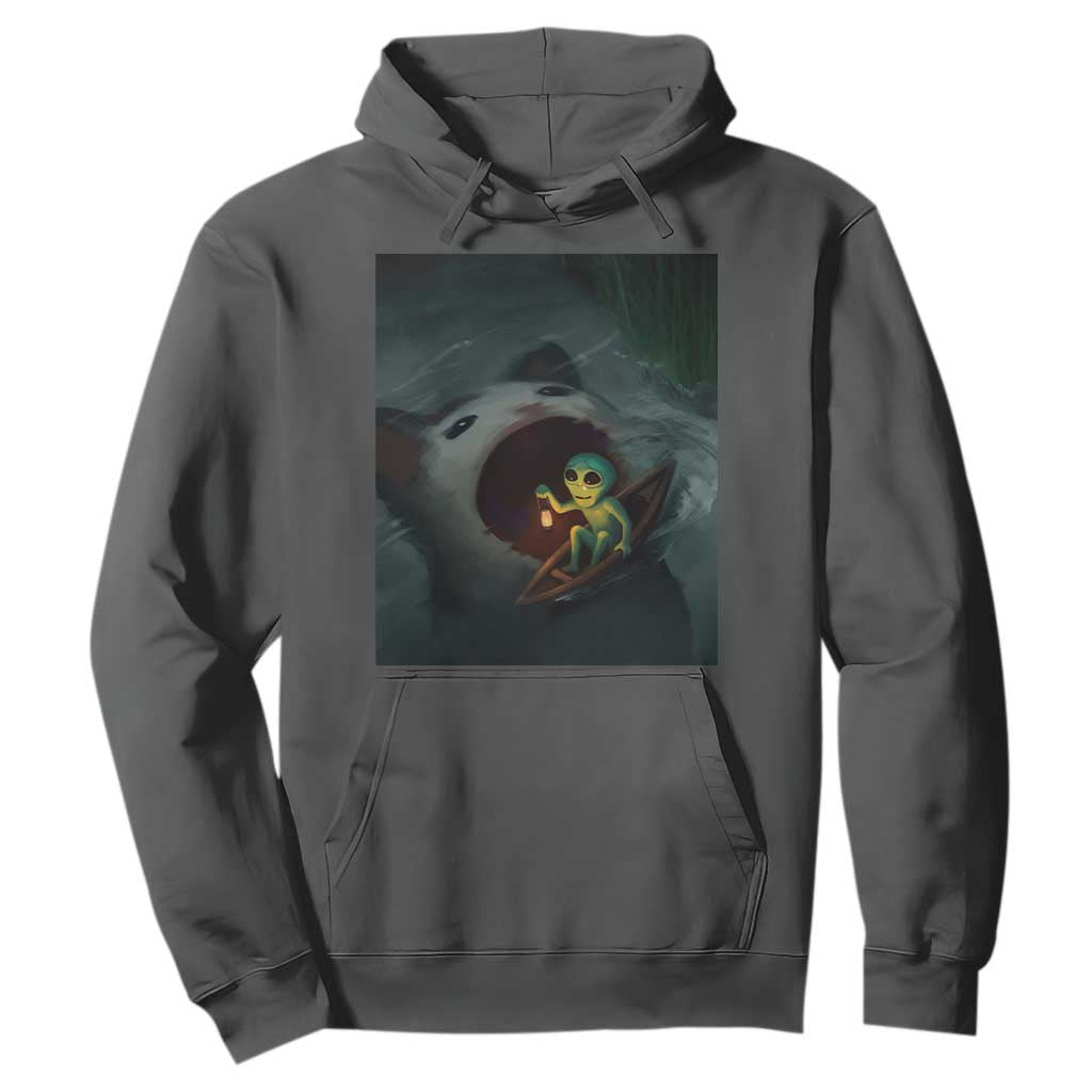 Funny Alien Cat Meme Hoodie Weird Silly TS10 Dark Heather Print Your Wear