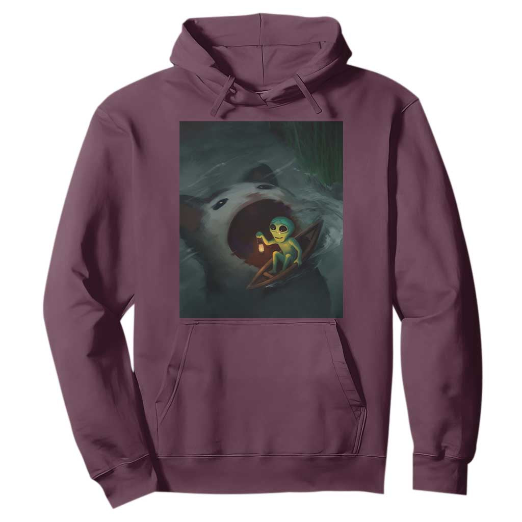 Funny Alien Cat Meme Hoodie Weird Silly TS10 Maroon Print Your Wear