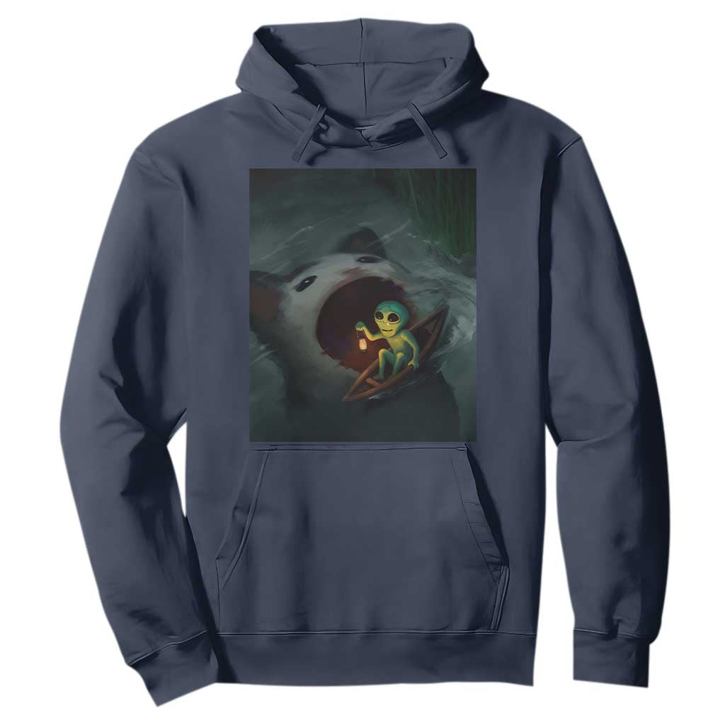 Funny Alien Cat Meme Hoodie Weird Silly TS10 Navy Print Your Wear