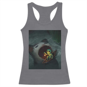 Funny Alien Cat Meme Racerback Tank Top Weird Silly TS10 Charcoal Print Your Wear