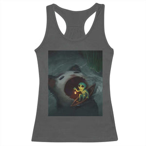 Funny Alien Cat Meme Racerback Tank Top Weird Silly TS10 Dark Heather Print Your Wear