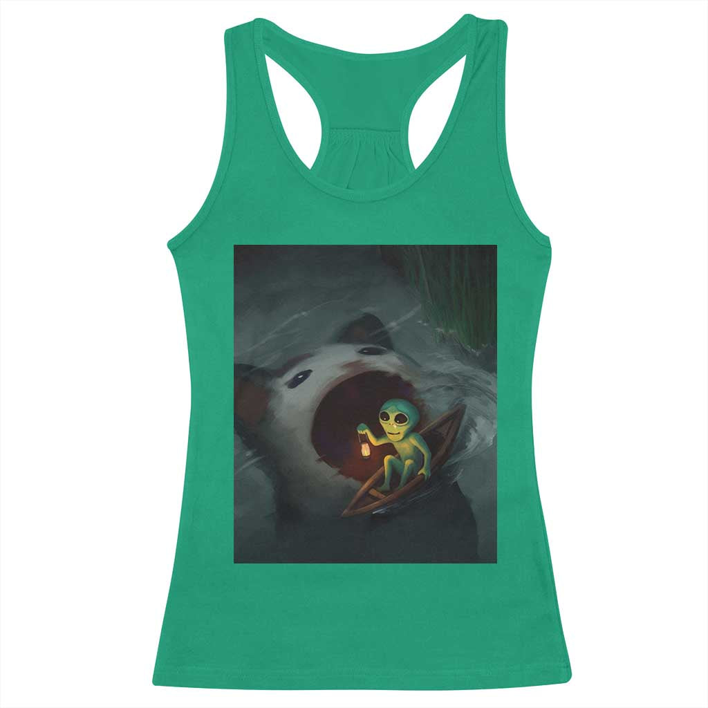 Funny Alien Cat Meme Racerback Tank Top Weird Silly TS10 Irish Green Print Your Wear