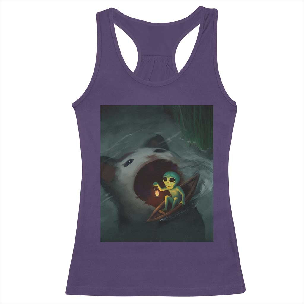 Funny Alien Cat Meme Racerback Tank Top Weird Silly TS10 Purple Print Your Wear