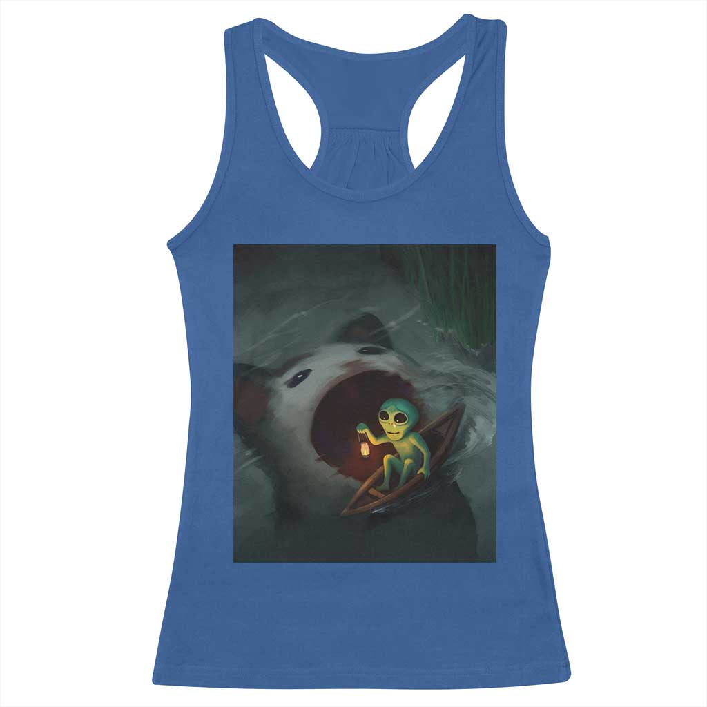 Funny Alien Cat Meme Racerback Tank Top Weird Silly TS10 Royal Blue Print Your Wear