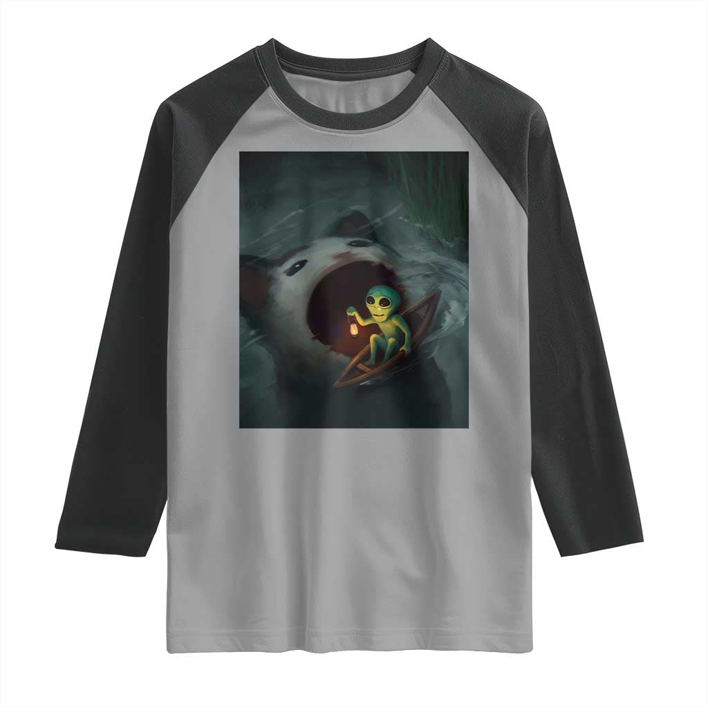 Funny Alien Cat Meme Raglan Shirt Weird Silly TS10 Sport Gray Black Print Your Wear