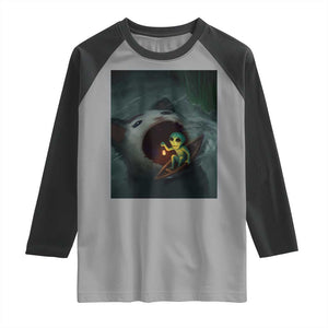 Funny Alien Cat Meme Raglan Shirt Weird Silly TS10 Sport Gray Black Print Your Wear